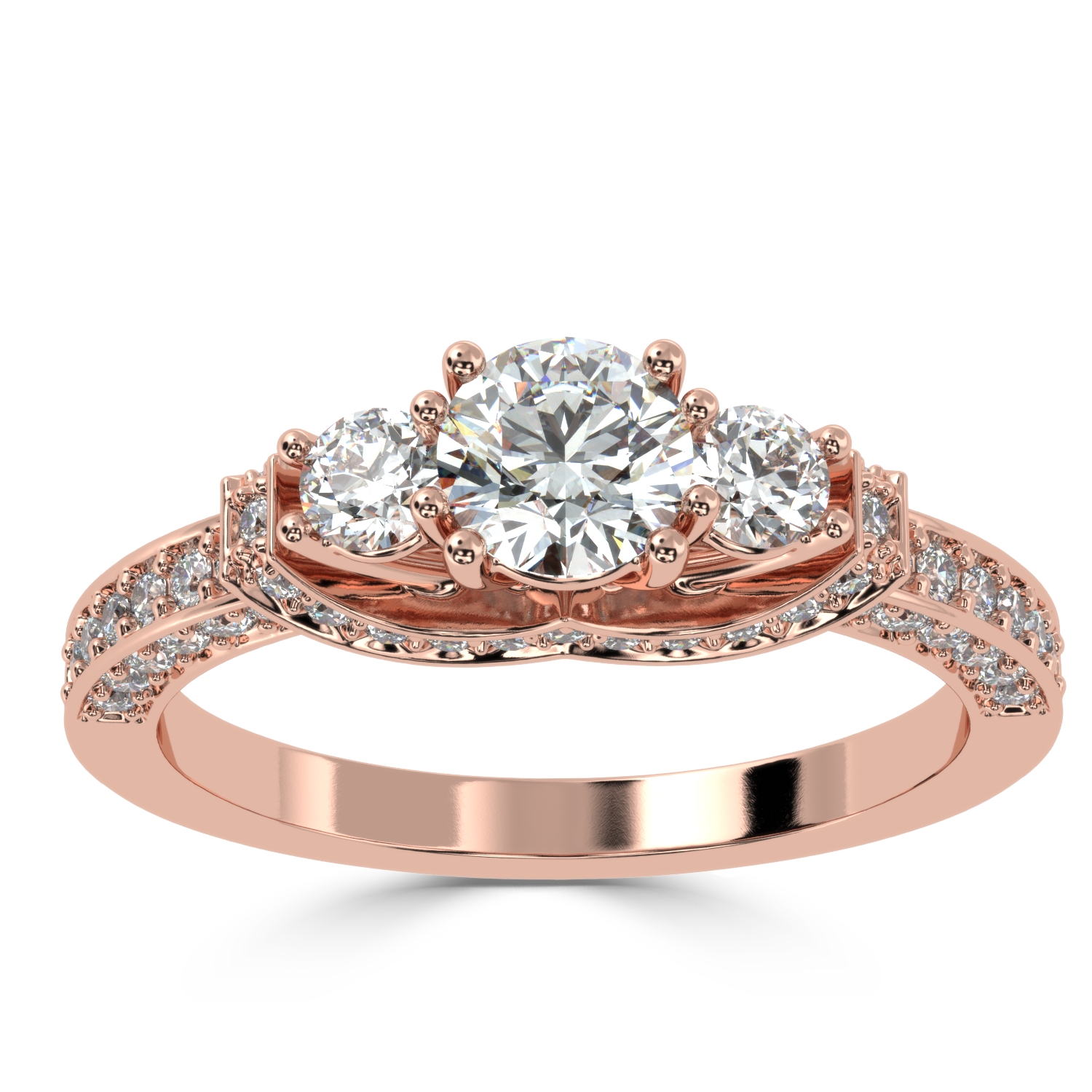 Buy 1.04Ct Three-stone Natural Diamond Ring | SolitaireKart